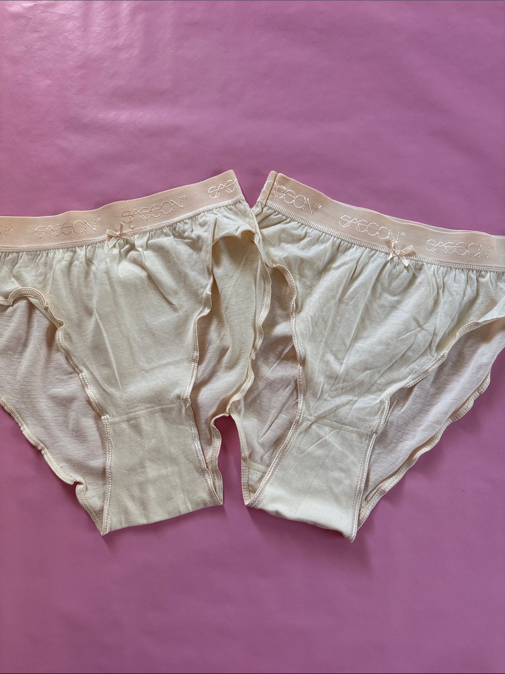 Sasson Vintage Size 6 Women's Panties Underwear Cream High Waisted New Set of 2